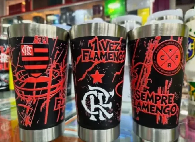 Copo Térmico Flamengo Aço Inox 473ml Personalizado Bebida Quente e Fria Resistente