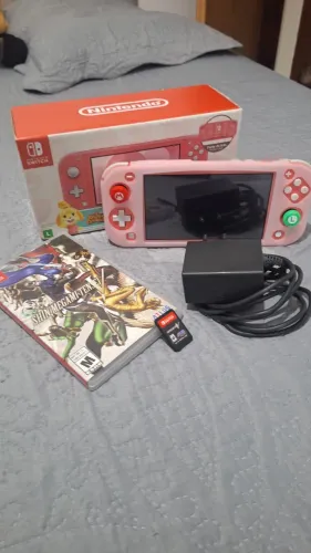 Nintendo Switch Lite Ed. Animal Crossing Desbloqueado + Jogo Físico + Acessórios