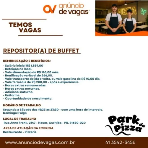 REPOSITOR(A) DE BUFFET-PARK DA PIZZA-HAUER