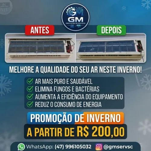 Higienização de ar condicionado à partir de R$ 200,00