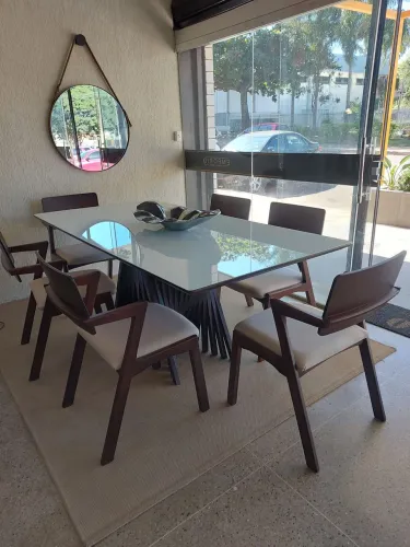 Conjunto Mesa Foz 200x100 C/ 6 Lugares ( Líquida 2026) Peça Única 