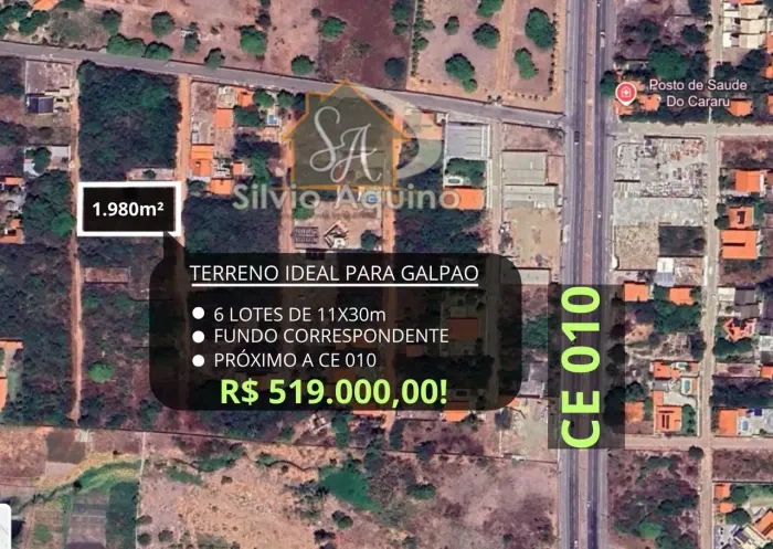 TERRENO NO EUSEBIO PROXIMO A CE 010 IDEAL PARA CASAS E GALPOES!!