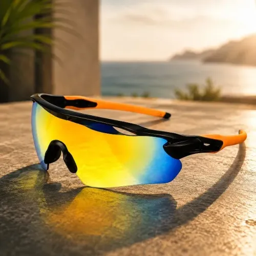 Óculos de Sol Polarizado Máscara Esportivo Racer - Multi Colors / Laranja e Preto