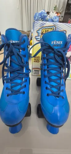 Patins Roller Skate Fênix Azul Ajustável do 39 ao 42.
