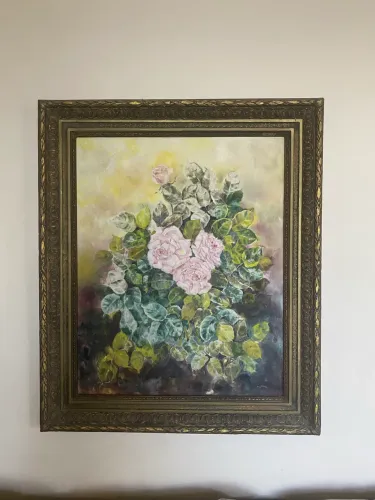 Vendo quadro de 1mx85cm com moldura antiga de madeira trabalhada a mão