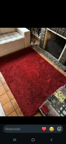 Tapete Felpudo Shaggy Vermelho Bordô 2,00 x 1,50m - Sala ou Quarto"