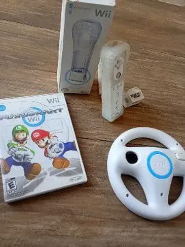Kit Jogo Mario kart + Volante + Wii Remote