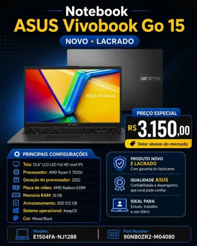 Notebook Asus vivobook go 15