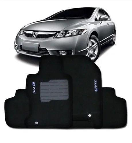 Jogo Tapete New Civic Bordado 2007 2008 2009 2010 2011 Luxo