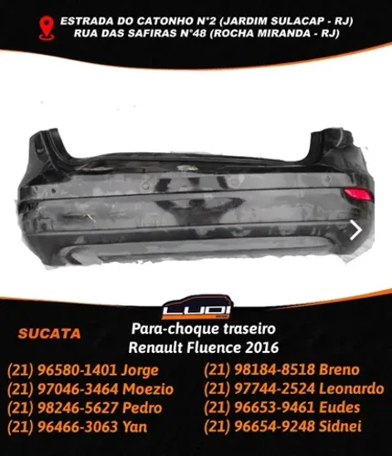 Para-choque traseiro Renault Fluence 2016