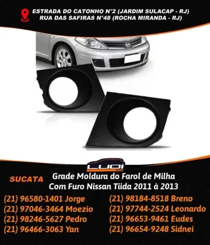 Grade Moldura do Farol de Milha Com Furo Nissan Tiida 2011 à 2013