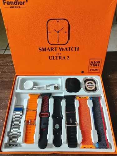Relógio smartwatch S100 ultra com 7 pulseiras+1 case