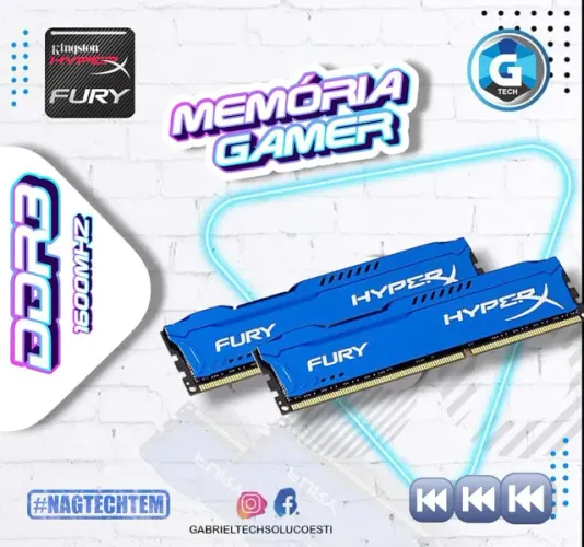 Memória Gamer Fury Hyperx Ddr3 4 e 8gb 1866 Kit C/02 - Gtech
