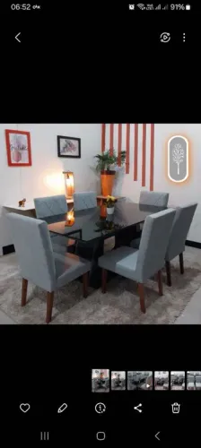 Mesa e Cadeiras Vidro Laqueado P.r.e.t.o  A.L.T.O P.A.D.R.Ã.O (Nova)