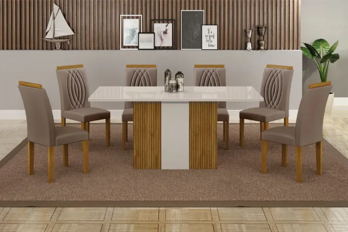 Sala de Jantar 6 Lugares Larissa Design Moderno t43