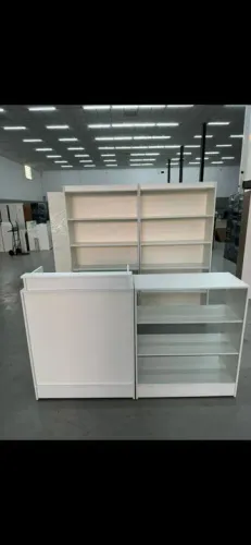 BALCÃO CAIXA+ BALCÃO VITRINE E PRATELEIRAS MDF KIT LOJA 