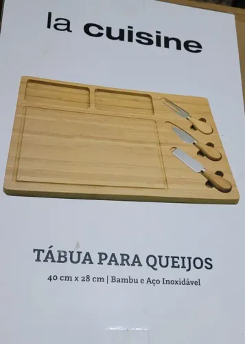 Tábua para Queijos La Cuisine - Bambu e Aço Inox