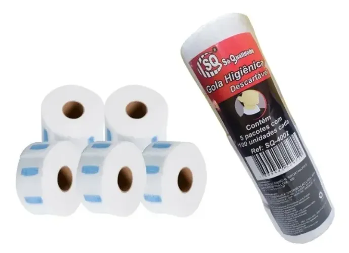 gola higiênica branca barbearia salão beleza 5 rolo c/500fls- 5rolo