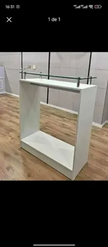BALCÃO CABIDEIRO C/ TAMPO DE VIDRO MDF 
