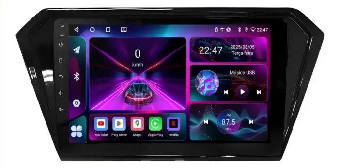 Central Multimídia Octacore 9 Pol. 4Gb/64Gb (Slot Chip 4G)  Gol,Saveiro e Voyage G7/G8