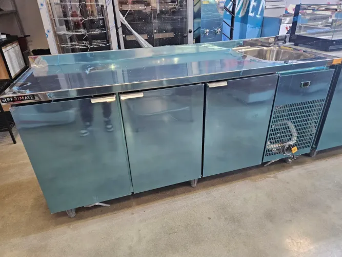 bancada refrigerada de inox com cuba a direita - a pronta entrega 