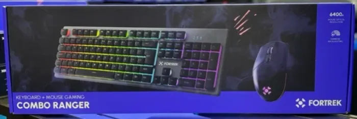 Kit gamer teclado e mouse Fortrek Ranger rainbow grafite