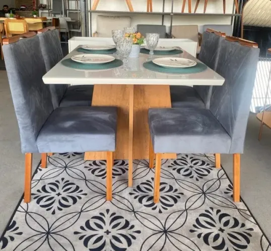 Mesa de Jantar Alice com 4 Cadeiras Olga 120x80 (FAZEMOS ENTREGA DF E ENTORNO )