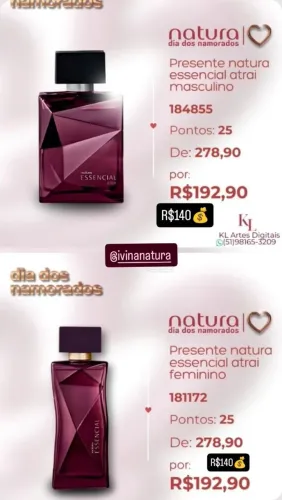 Perfume Natura Essencial Atrai Masculino e Feminino