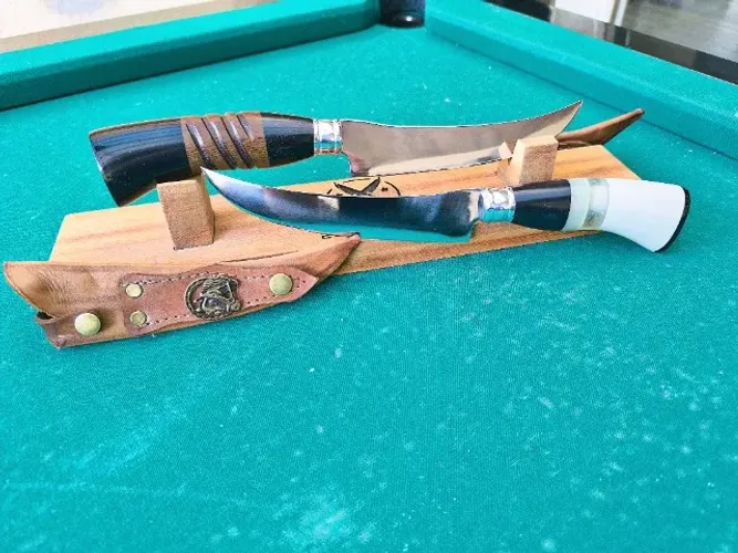 Faca Artesanal para Churrasco e cozinha Lâmina Inox 7 Polegadas diversos cabos + bainha