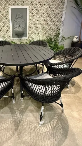 Mesa alumínio cadeira poltrona corda nautica 