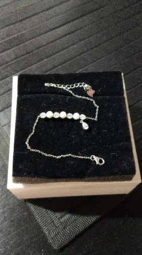 Pulseira de prata 925 com detalhes de pérola 