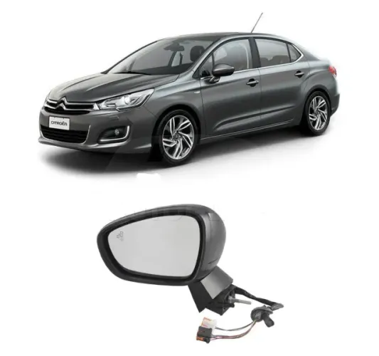 RETROVISOR CITROEN C4 LOUNGE 2014/2020  ELETRICA EXTERNO PRETO LISO ESQUERDO