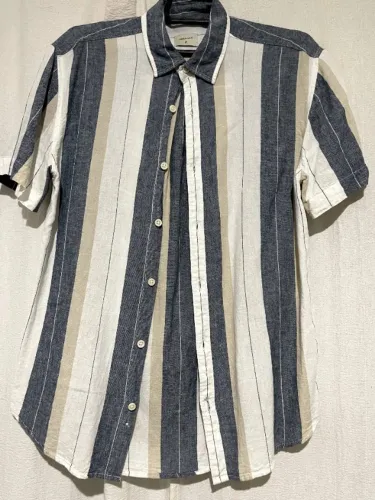 Camisa Listrada com Verde (Renner) - Linho P