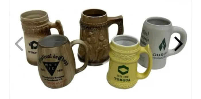 Kit 5 canecas de chopp porcelana 