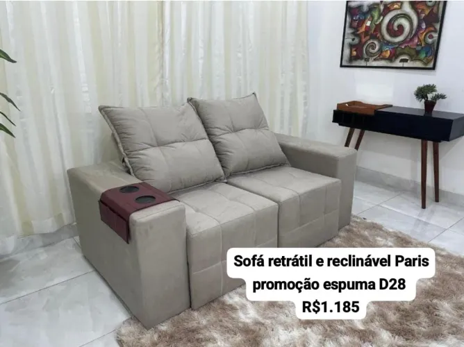 Sofá Retrátil e Reclinável Paris Espuma D28