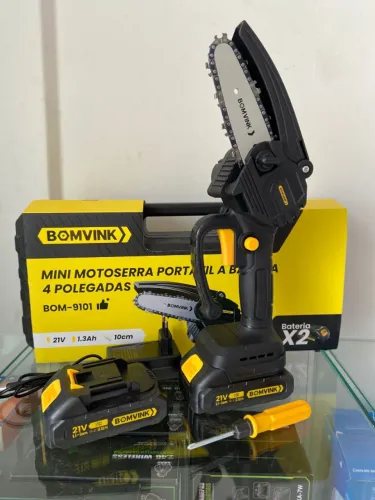 MINI MOTOSERRA PORTÁTIL A BATERIA 4 POLEGADAS BOM-9101 BomVink an1