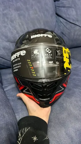 Capacete Bieffe Premium B-fast Strak preto e vermelho tamanho 58