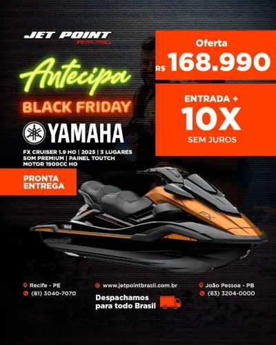 JET SKI YAMAHA FX CRUISER 1.9 HO 2025 ZERO, Com Som PREMIUM, TROCO/PARCELOI