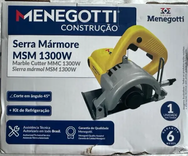 Serra Mármore 1300W Menegotti Profissional com Kit Refrigeração - 220V + Garantia