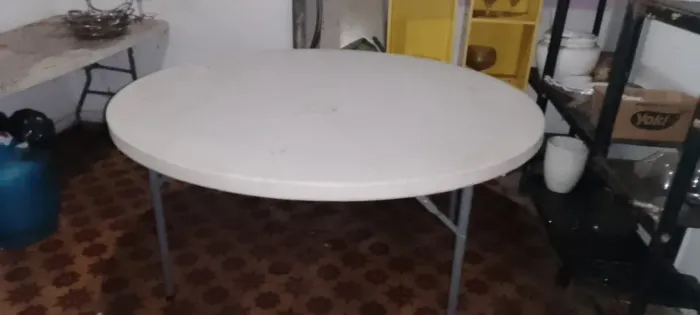 Mesa Dobrável Redonda Branca