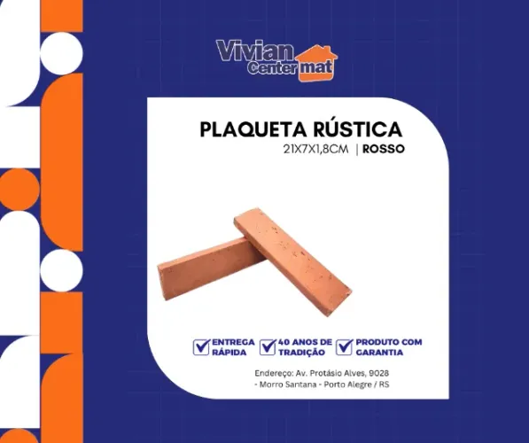 Plaqueta Rústica 21x7x1,8cm Rosso