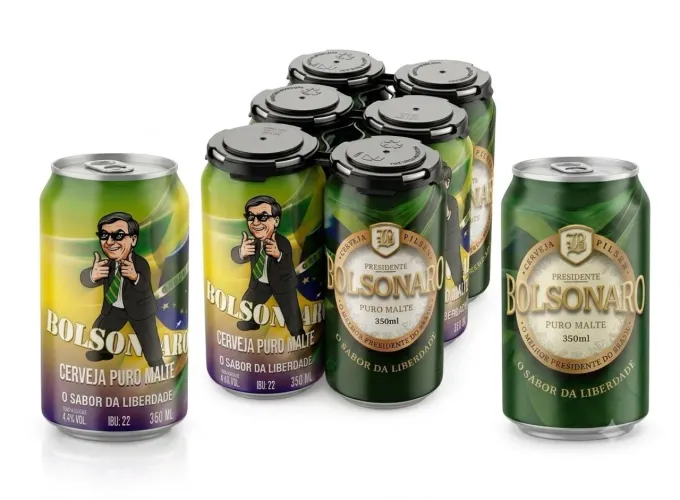 Fardo Cerveja Puro Malte Presidente Bolsonaro (6 Latas de 350ml). Lote com desconto.