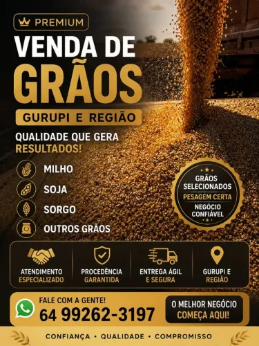 VENDA DE GRÃOS (MILHO, MILHETO, SORGO, FARELO DE SOJA, CASQ SOJA)