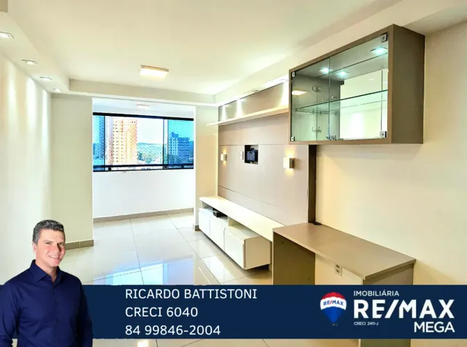 Apart. em Capim Macio c/ 68 m², 3 dorms. c/ suíte, andar intermediário, exc. localização