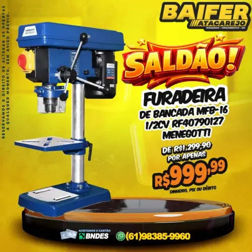 Furadeira de Bancada MFB-16 1/2CV RF40790127 Menegotti