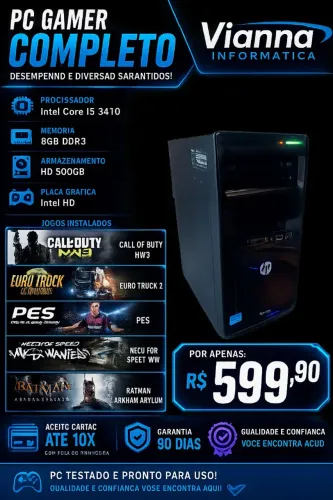 CPU I5 8GB HD500GB E JOGOS ACEITO CARTAO