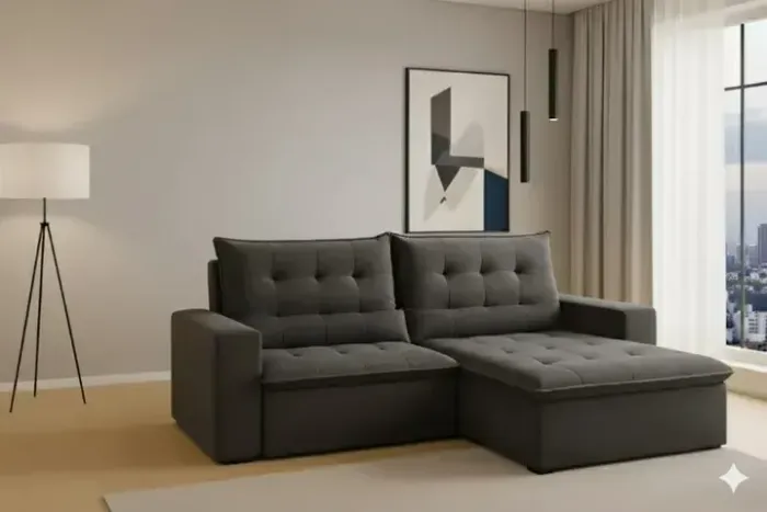 Sofá retratil e reclinavel Premium cinza 