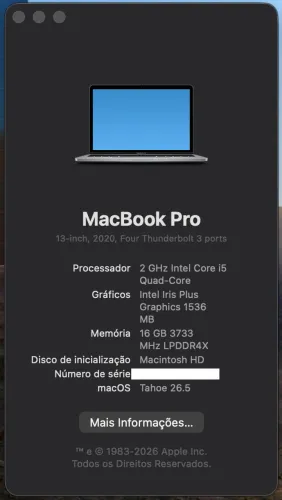 MacBook Pro 13-inch 2020 - i5 16GB Touchbar