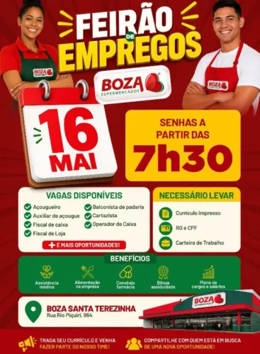 Feirão de emprego neste sábado na fazenda rio grande 