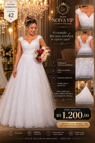 vestido de Noiva evasê semi-novo